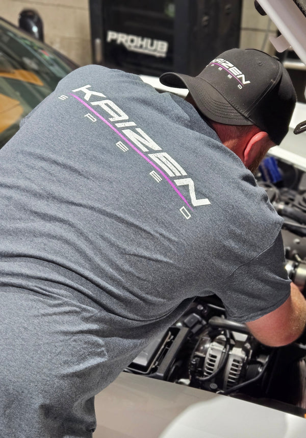 Kaizen Speed Distressed Logo T-Shirt, Dark Grey, Gildan Dry Blend